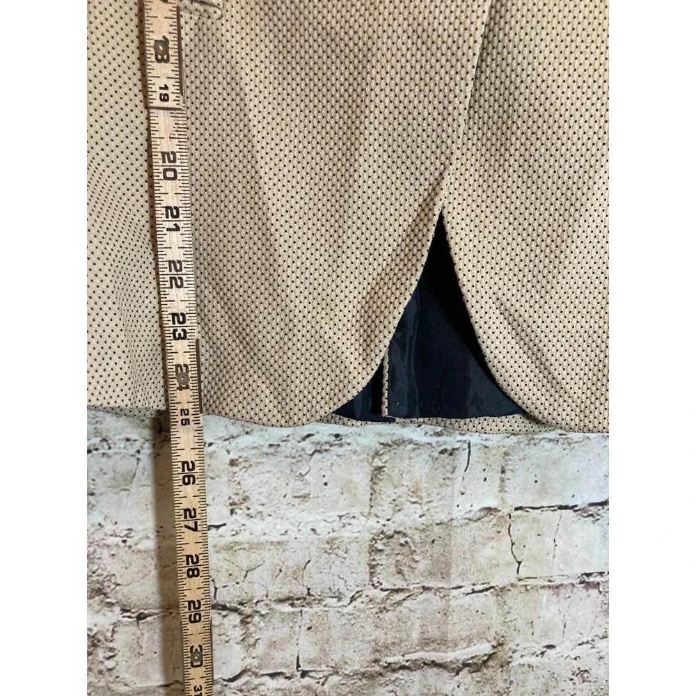 ZARA Zara Perforated Embroidery Blazer 14 Tan with Black‎ Speckles One Button
